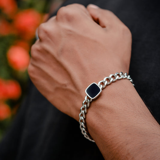 Aqua-street Waterproof Onyx Studded Chain Link Bracelet