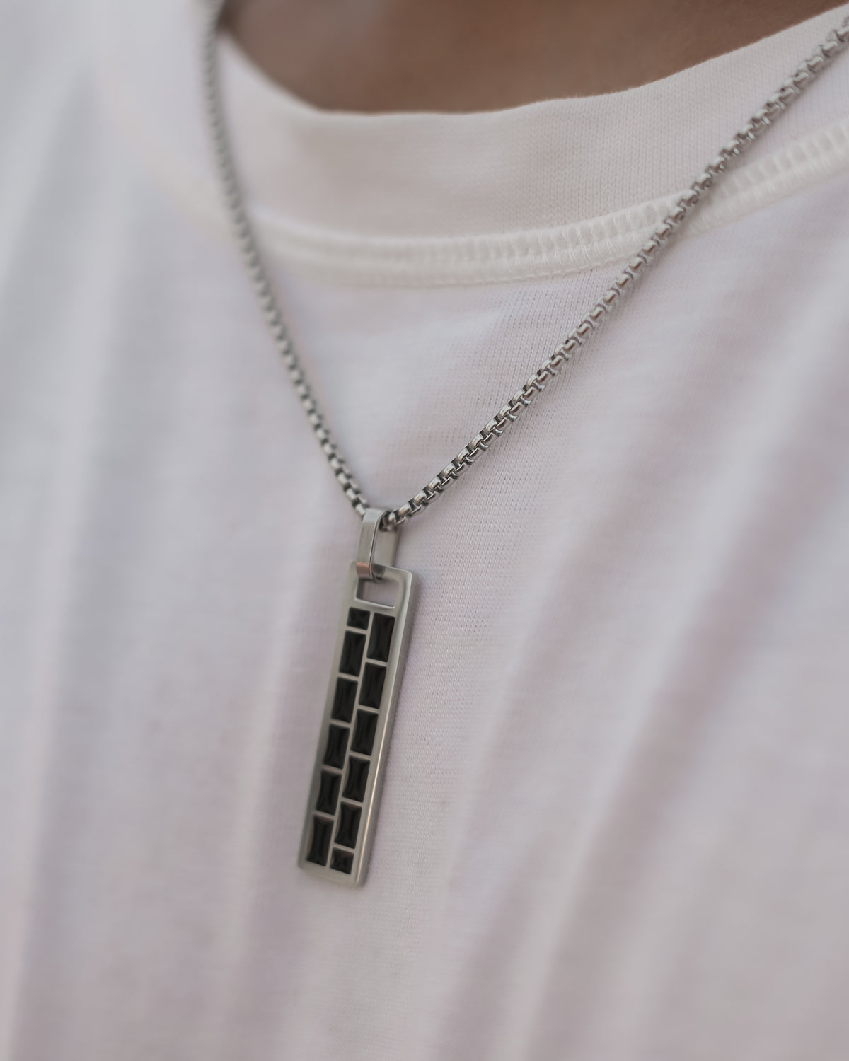 Noir Grid Pendant Necklace