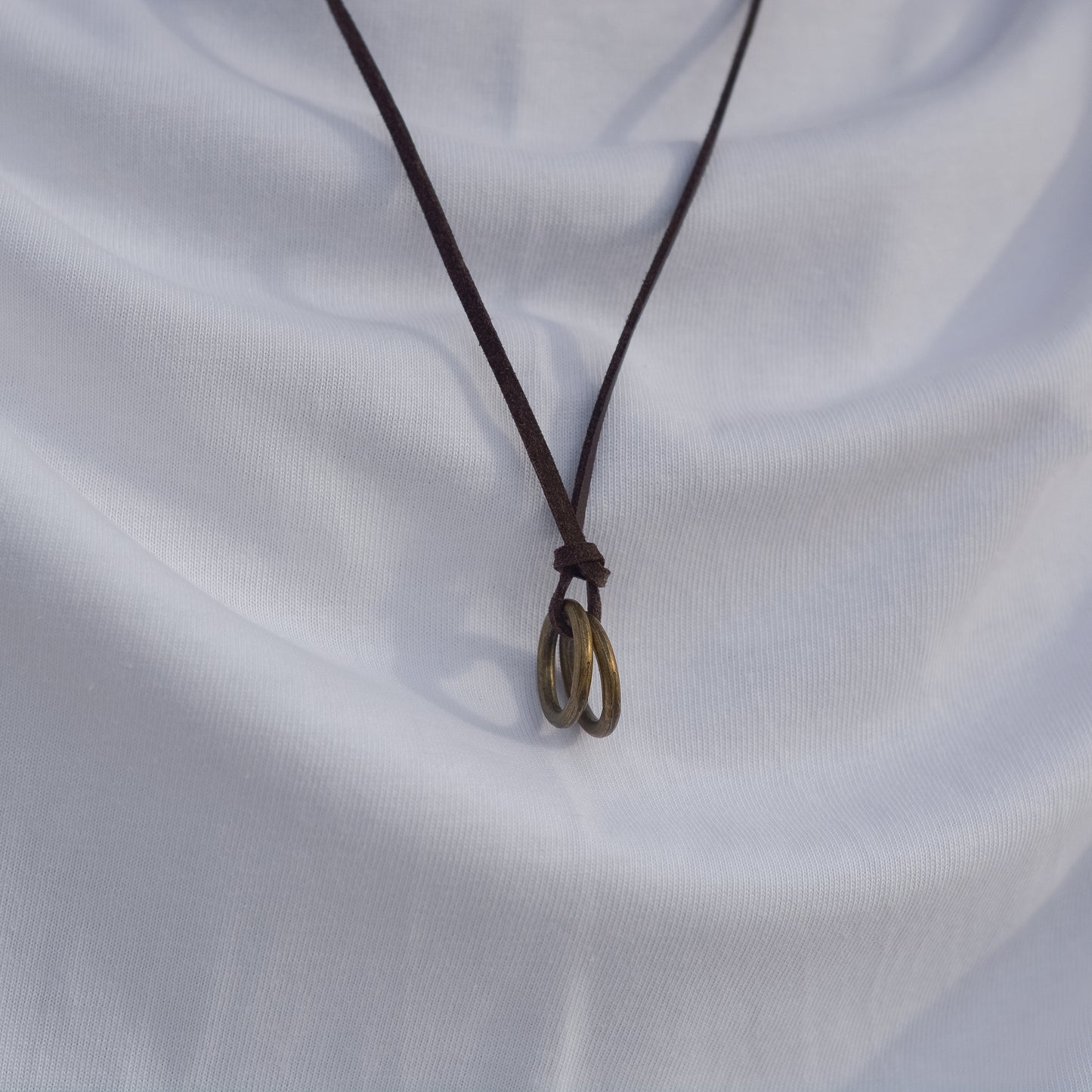 Double Circle Leather Adjustable Necklace