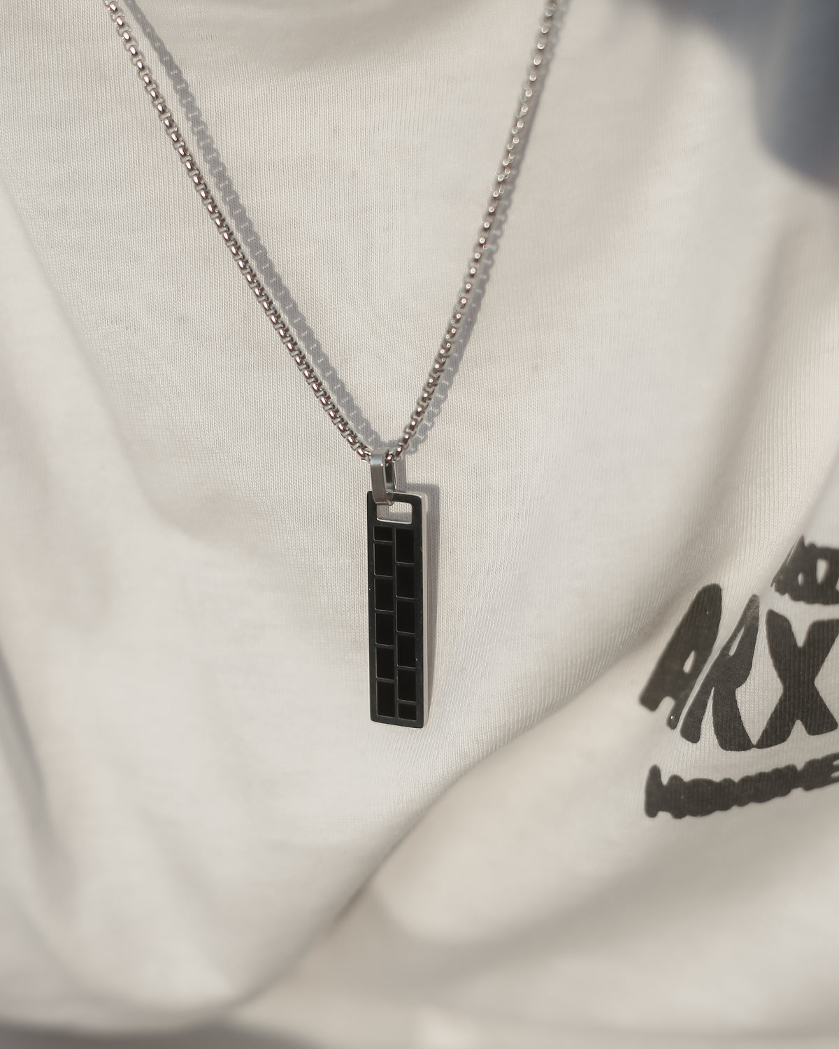Noir Grid Pendant Necklace